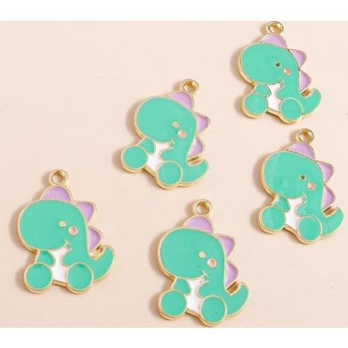 10pcs 18*25mm Cartoon Aninal Enamel Charms Zinc Alloy Dinosaur Charms for DIY Jewelry Making Neckalces Earrings Pendants Craft