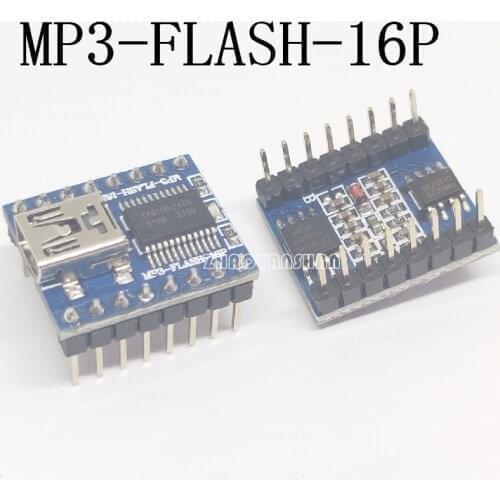 10pcs X MP3-FLASH-16P 128M bit Serial MP3/Voice Module/SPI Drive/USB Direct Sound Change Free Shipping