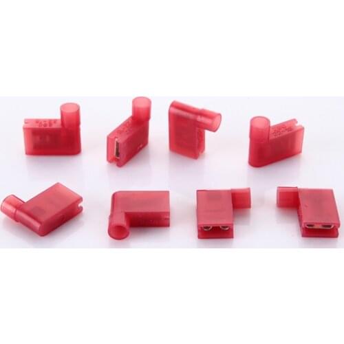 100PCS Crimp Terminals FLDNY1.25-250 Nylon Flag Female Terminal insulated flag 6.3 plug Right Angle Terminals 0.5-1.5mm 22-16AWG