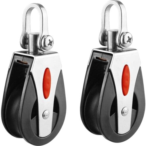 2Pcs 1500Lbs Load Sheave Block Universal Head Single Pulley Swivel Sail-boat Plain Bearing Block Rope Runner Boat Accessories