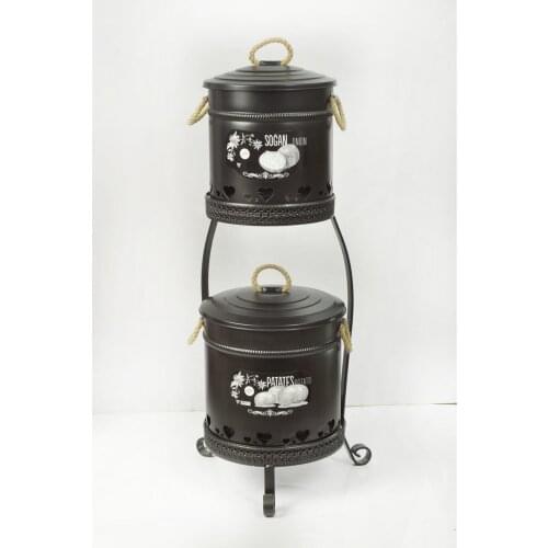 2 layer Lux Size Metal Standing Potato Onion Bucket