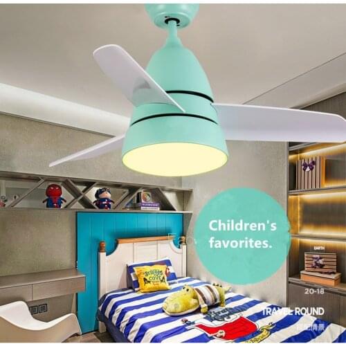 2021 Nordic Bedroomc Childrens Ceiling Fan Led Remote Ventilador De Techo Designed for Children Quiet Motor Free Shipping