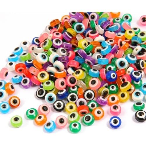 50Pcs Black Evil Eye Oval Beads Mix Color 6 8 10mm Resin Spacer Beads for Jewelry Making DIY Bracelet Needlework Beads Supplies