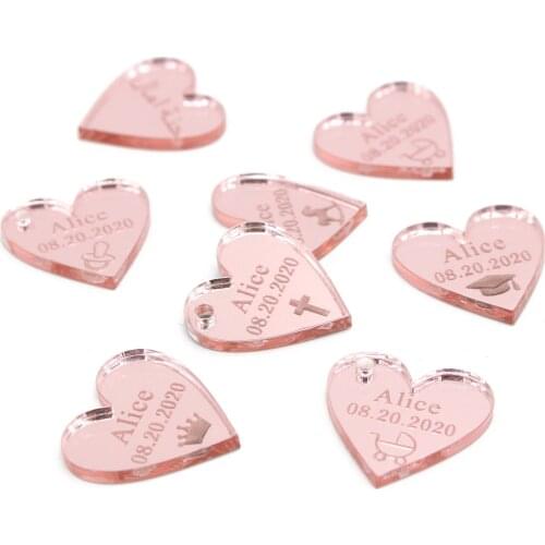 50 Pieces of Personalized Laser Cut Acrylic Love Baby Name Decoration Custom Wedding Party Center Decoration Baby Shower Label