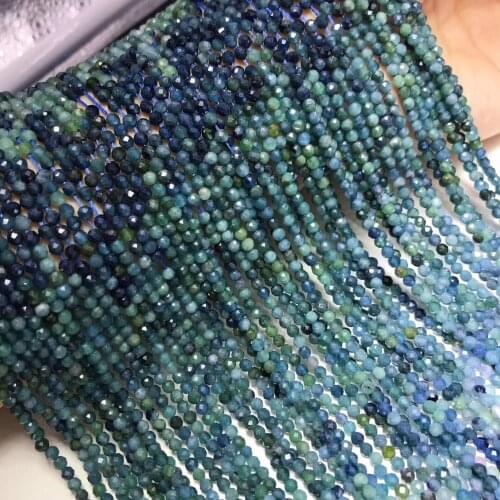 AAA LOOSE BEADS gradient color blueTourmaline Roundelle/Round faceted 3/4mm wholesale for DIY jewelry necklace 35cm