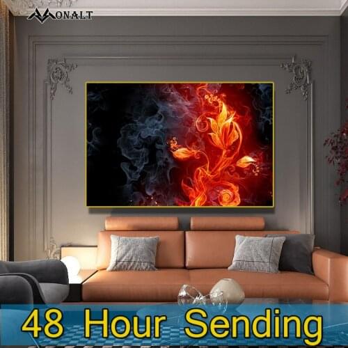 Canvas Decorativas Flame Flores Abstract Home Decor Posters for Office Room Modern Art Painting Flower Picture on the Wall Decor