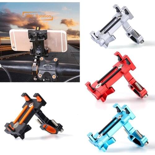 Aluminum Bicycle Phone Holder Stand MTB Bike Motorcycle GPS Phone Mount Rack 360 Rotation Cycling Anti-Slip Bracket for 4-6.5in