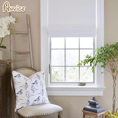White Color Window Shade Blackout / Light Filtering Roman Blinds Roman Shades Customized
