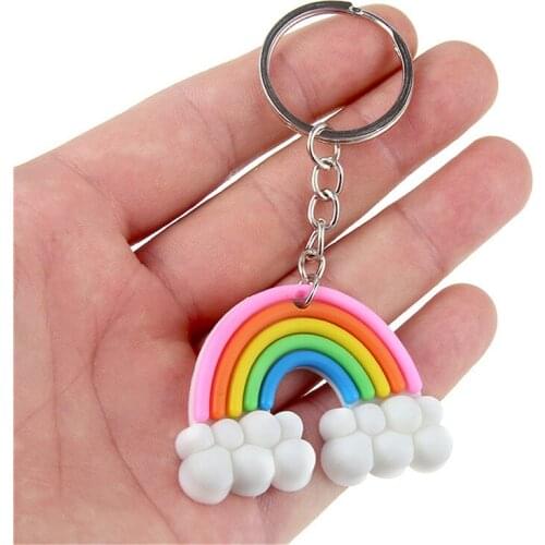 Rainbow Cloudy Charms Keychain Alloy Key Chain Car Key Ring 93*50mm Rainbow Keychains for Women Boho Handmade key Holder Keyring