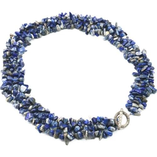 Irregular Chip 5-7mm Stone Beads Chain Natural Lapis Lauzli Fashion Statement Necklace for Women Choker Torques Jewelry 18" A453