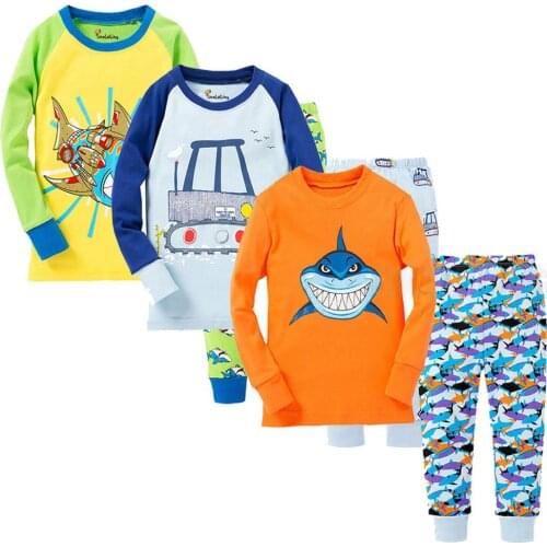 Baby Full Sleeve Homewear Toddler Girl Sleepwear Boys Animal Dinosaur 2Pcs Pyjamas Toddler Cartoon PJS Suit For Ages 2-8Years