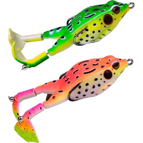 Double Hooks Bionic Frog Fishing Lure Crankbait Silicone Soft Top Water Lifelike False Bait Outdoor Fishing Accessories