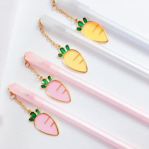 Ellen Brook 1 PCS Cute Colorful Carrot Pendant Gel Pen School Office Supply Student Stationery Black Ink 0.5mm