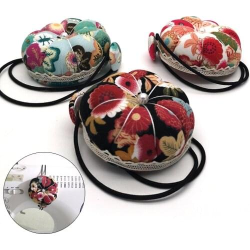 Pumpkin Shaped Needle Pin Needlework Mat Sewing Pins Accessories Cushion Holder Pincushion Wrist Strap Stitch DIY Craft Supplies