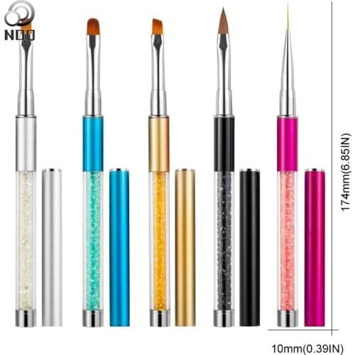 5 Size Nail Art Penhinestone Metal Kolinsky Nail Art Sculpture Carving Brush Acrylic Liquid Powder Flower Shaping Painting Bead