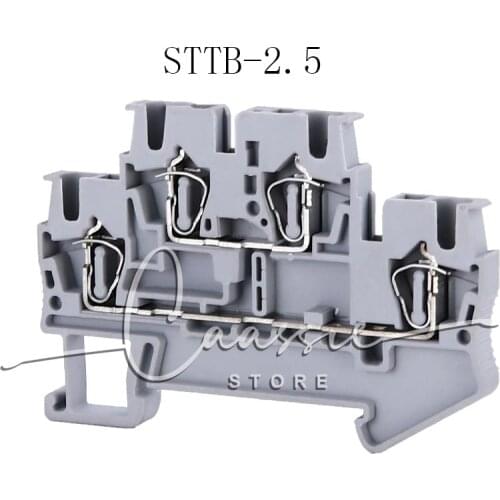 Din Rail Terminal Block STTB-2.5 Electrical Wiring Connectors Double Layer Spring Connection Connector Wire Conductors 10pcs