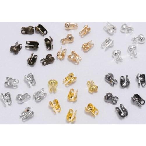 200Pcs/Lot Gold Color Connector Clasp Ball Chain Calotte End Crimps Beads Connectors for DIY Jewelry Making Findings Supplies