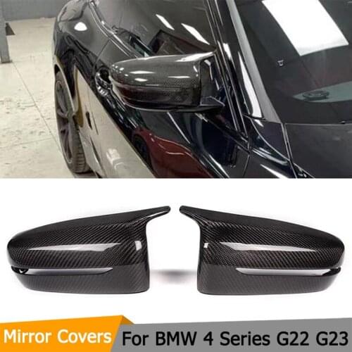 Car Side Mirror Covers Caps for BMW 4 Series G22 G23 2021 Carbon Fiber Rearview Mirror Covers Caps Shell Replacement