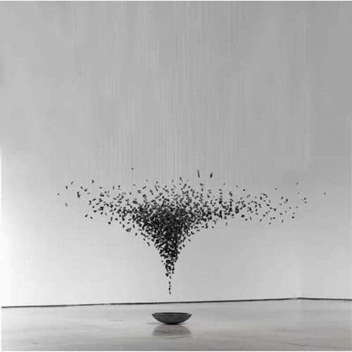 Black chandelier aerial hanging stone art new Chinese retro martial arts hall teahouse chandelier