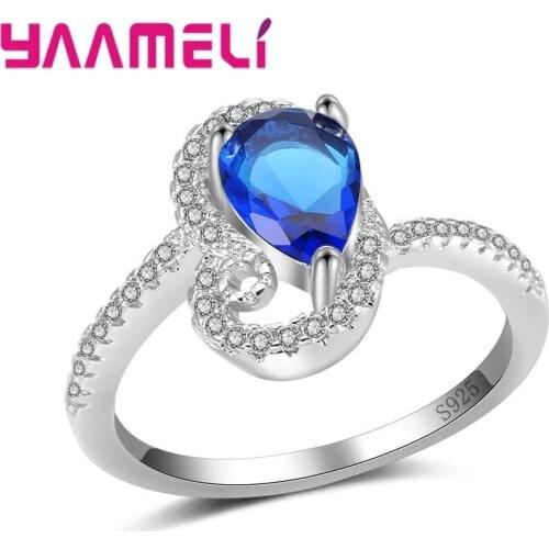 Different Design Charming Finger Rings Good Cubic Zirconia Crystal 925 Sterling Silver Jewelry For Women Female Gift
