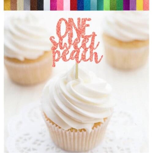 Custom one Sweet Peach Cupcake Toppers, Peach Party Decor, Sweet as a Peach Themed Party, Sweet Peach Birthday Party Decor