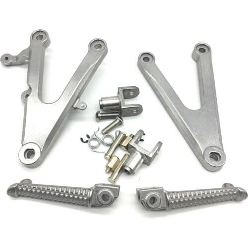 Motorcycle Silver Front Rider Foot Pegs Footrest Bracket Fit For Yamaha YZF R1 2002-2003
