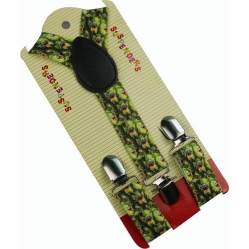 Winfox Fashion Peacock Feather Pattern Adjustable Boys Toddler Suspenders Braces For Children Kids