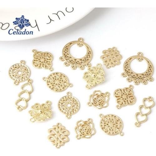 10pcs Vintage Style Gold Color Mixed Flower Metal Charms Handmade DIY European Charm for Bracelets & pendants Jewelry Making