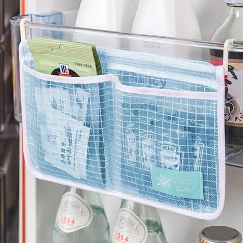 Refrigerator Storage Mesh Bag Hanging Household Classification Storage Bag Double Compartment Refrigerator Storage Hanging Bag