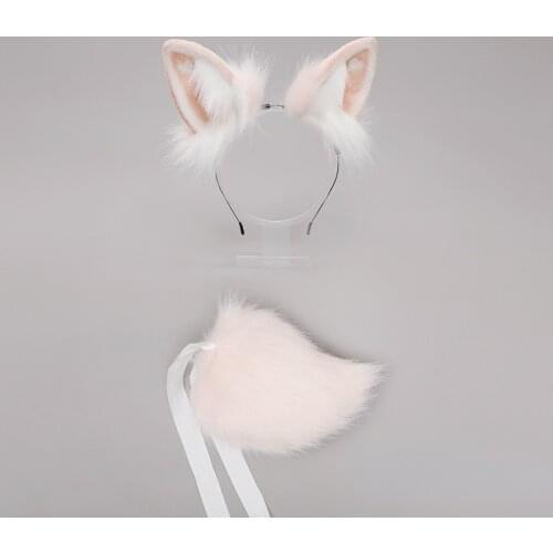 Animal Fox Cat Bunny Cosplay Costume Anime Maid Ears Headband Tail Halloween Headwear Cute Rabbit Fancy Dressed Up Accessories