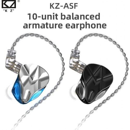 KZ ASF Earphones 10BA Units HIFI Bass Monitor In Ear Earbuds Noise Cancelling Headphones Sport Headset PK ZSX ZAX ASX ZS10 PRO X