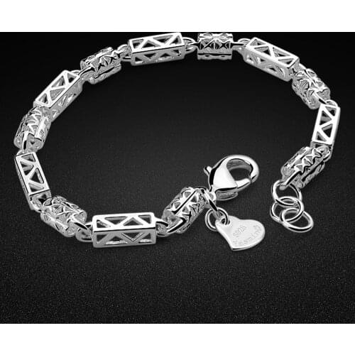 Yasmin 925 Sterling Silver Bracelet Gentleman tide Students hand string gifts personalized jewelry buckle