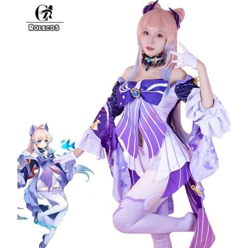 ROLECOS Genshin Impact Kokomi Cosplay Costume Sangonomiya Kokomi Cosplay Costume Sexy Women Dress Halloween Necklace Full Set