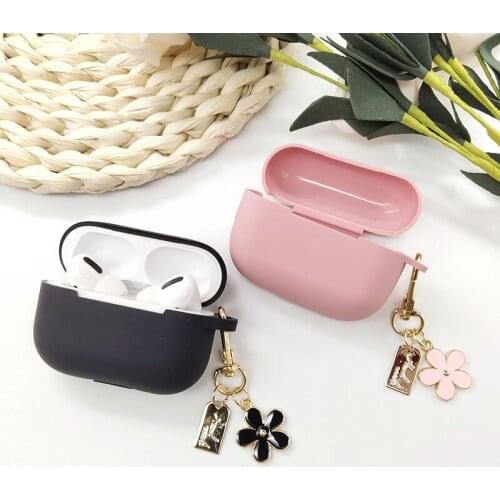 Cute Korean Flower Decoration Case for Apple Airpods 1 2 Pro Ornament Accessories Bluetooth Earphone Silicone Cover Key Ring