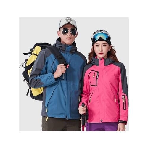 Outdoor 3 in 1 winter waterproof windproof men women soft shell lining jacket couple breathable sport climbing camping ski coat