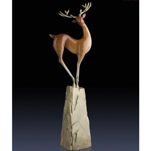 Unique ART WORK # 69cm large brass deer statue # office home House business # deer Brass TOP Decor art Decoration