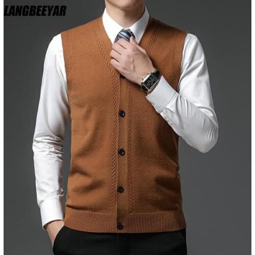 Level 4 Super Anti-pilling Top Grade Pleuche New Winter V Neck Fashion Brand Knit Cardigan Casual Preppy Sweater Vest Sleeveless