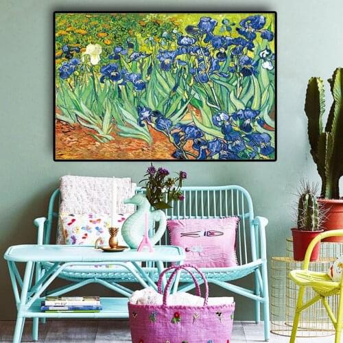 Vince Van Gogh Garden Iris Oil Painting Reproductions on Canvas Posters and Prints Scandinavian Wall Art Picture for Living Room