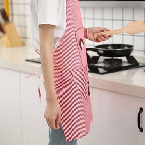 Women Men Aprons Home Kitchen Cute Cartoon Bear Oil Repellent Apron High Waist Print Cooking Hanging Neck Apron