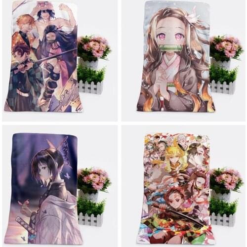 1PCS Kimetsu no Yaiba Girl Fashion Customized Anime Bath Towels Handkerchief Soft Face Towel Cartoon Washcloth Unisex NEW