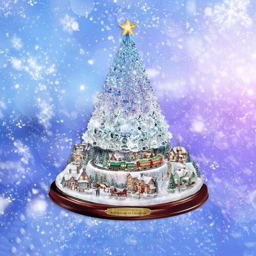 1PC Christmas Tree Rotating Sticker 20x30cm Train Decorations Paste Window Paste Stickers Christmas Decor For Home