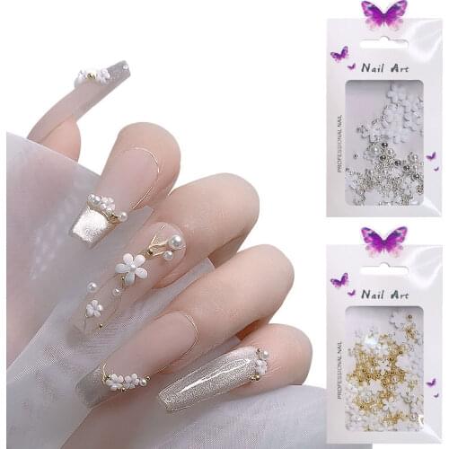 1 Pack Mixed Flowers Metal Caviar Bead 3D Nail Art Decorations DIY Jewelry Fashion Manicure Design Accessories