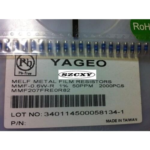 100% New and original MMF0207FRE0R82 0207 0.82R 820R 1% 0.6W Cylinder ring resistance