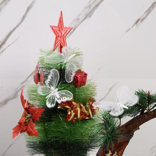 12pcs Christmas Tree Butterfly Shape Clip Pendant Doll Clip Home New Year Decors Festival Supplies White