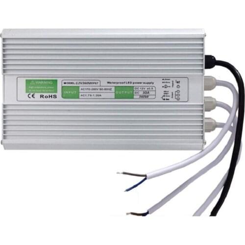 12V 30A Waterproof LED Switching Power Supply DC transformer 350W light box voltage regulator IP67 AC 220V 240V IN