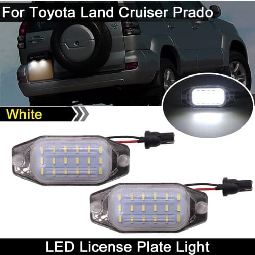 2Pcs For Toyota Prado 2010-2016 Clear Lens High Brightness White LED License Plate Light Number Plate Lamp