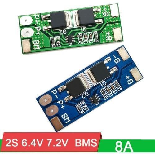 2S 8A Lifepo4 6.4V 7.2V 18650 li-ion BMS PCM 10A Peak current Lithium battery protection board bms pcm 2 cell pack 3.2v 3.7v