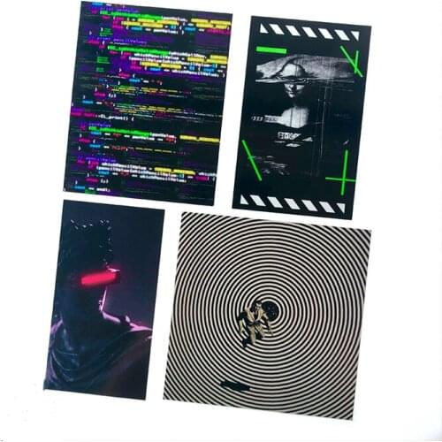 4PCS Car Stickers Guitar Auto Rear Windshield Decals for Classic Steam Wave National Tide Binary Digital Password