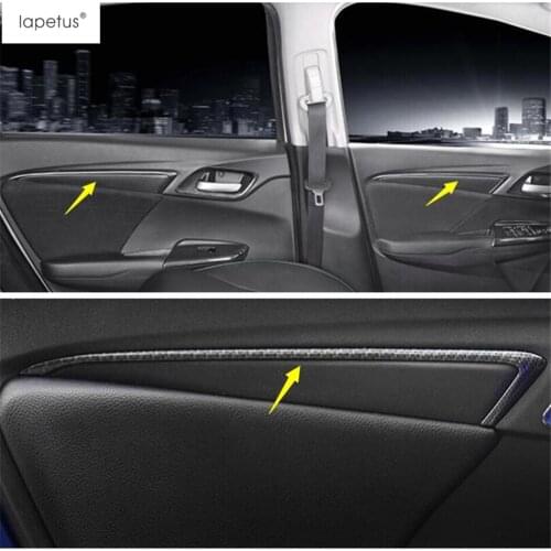 Lapetus Accessories Fit For Honda FIT Jazz 2014 - 2019 Inner Car Door Pull Doorknob Handle Strip Molding Cover Kit Trim 4 Pcs