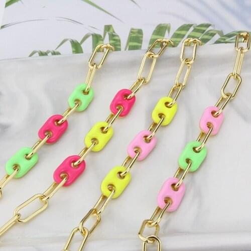 ALLNEWME Unusual Candy Colour Pig Nose Charm Bracelets for Women Ladies Copper Alloy Chunky Link Chain Bracelets Accessories Hot